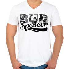 PRINTFASHION Bud Spencer fotós - Férfi V-nyakú póló - Fehér férfi póló
