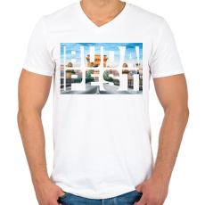 PRINTFASHION Budapest 2 - Férfi V-nyakú póló - Fehér