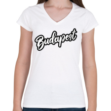 PRINTFASHION Budapest felirat póló - Női V-nyakú póló - Fehér női póló