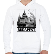 PRINTFASHION Budapest - Férfi kapucnis pulóver - Fehér férfi pulóver, kardigán
