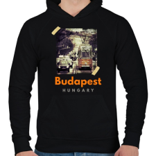 PRINTFASHION BUDAPEST - Férfi kapucnis pulóver - Fekete férfi pulóver, kardigán