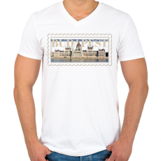 PRINTFASHION Budapest - Férfi V-nyakú póló - Fehér