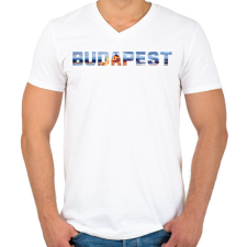 PRINTFASHION Budapest sima - Férfi V-nyakú póló - Fehér férfi póló