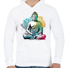 PRINTFASHION Buddha - Férfi kapucnis pulóver - Fehér férfi pulóver, kardigán