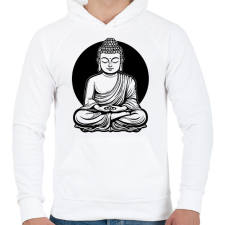 PRINTFASHION buddha - Férfi kapucnis pulóver - Fehér férfi pulóver, kardigán