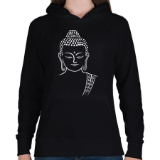 PRINTFASHION buddha - Női kapucnis pulóver - Fekete női pulóver, kardigán