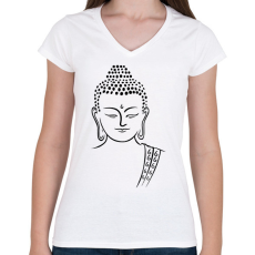 PRINTFASHION buddha - Női V-nyakú póló - Fehér