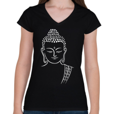 PRINTFASHION buddha - Női V-nyakú póló - Fekete női póló