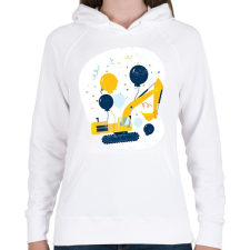 PRINTFASHION Buldózer - Női kapucnis pulóver - Fehér női pulóver, kardigán