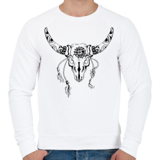 PRINTFASHION bull skull - Férfi pulóver - Fehér