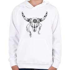 PRINTFASHION bull skull - Gyerek kapucnis pulóver - Fehér gyerek pulóver, kardigán