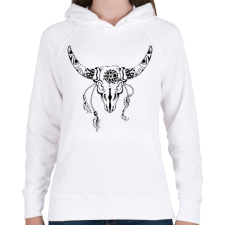 PRINTFASHION bull skull - Női kapucnis pulóver - Fehér női pulóver, kardigán