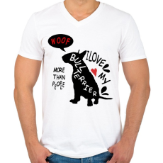 PRINTFASHION bull terrier love - Férfi V-nyakú póló - Fehér