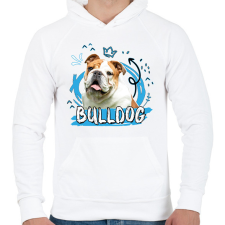 PRINTFASHION Bulldog firka - Férfi kapucnis pulóver - Fehér férfi pulóver, kardigán