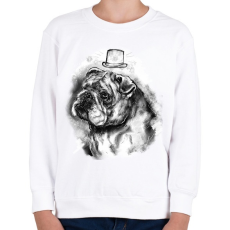 PRINTFASHION bulldog kalappal - Gyerek pulóver - Fehér