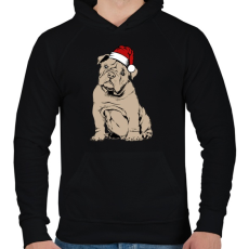 PRINTFASHION Bulldog karácsony - Férfi kapucnis pulóver - Fekete