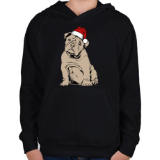 PRINTFASHION Bulldog karácsony - Gyerek kapucnis pulóver - Fekete