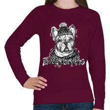 PRINTFASHION bulldog karácsonyt - Női pulóver - Bordó női pulóver, kardigán