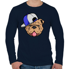 PRINTFASHION Bulldog sapiban - Férfi hosszú ujjú póló - Sötétkék