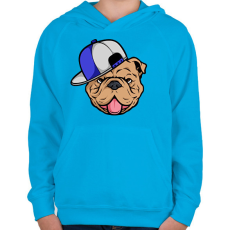 PRINTFASHION Bulldog sapiban - Gyerek kapucnis pulóver - Azúrkék