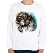PRINTFASHION bulldog watercolor - Gyerek pulóver - Fehér gyerek pulóver, kardigán