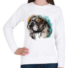PRINTFASHION bulldog watercolor - Női pulóver - Fehér női pulóver, kardigán