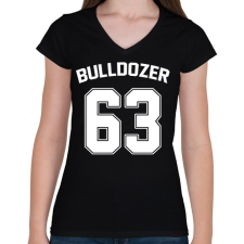 PRINTFASHION Bulldozer 63 - Női V-nyakú póló - Fekete női póló