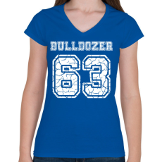 PRINTFASHION Bulldozer - Női V-nyakú póló - Királykék