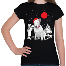 PRINTFASHION Bullterrier karácsony - Női póló - Fekete