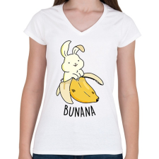 PRINTFASHION Bunana - Női V-nyakú póló - Fehér női póló