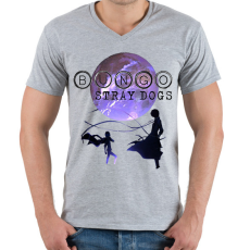 PRINTFASHION BUNGO Stray Dogs - Férfi V-nyakú póló - Sport szürke