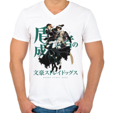PRINTFASHION BUNGOU STRAY DOGS - Férfi V-nyakú póló - Fehér férfi póló