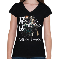PRINTFASHION Bungou Stray Dogs - Női V-nyakú póló - Fekete női póló