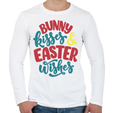 PRINTFASHION Bunny kisses & Easter wishes - Férfi hosszú ujjú póló - Fehér férfi póló