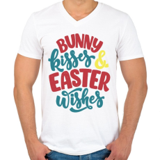 PRINTFASHION Bunny kisses & Easter wishes - Férfi V-nyakú póló - Fehér