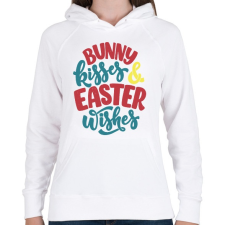 PRINTFASHION Bunny kisses & Easter wishes - Női kapucnis pulóver - Fehér női pulóver, kardigán