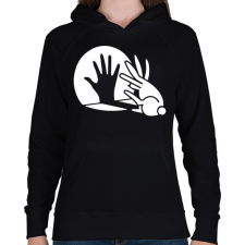 PRINTFASHION BUNNY - Női kapucnis pulóver - Fekete női pulóver, kardigán