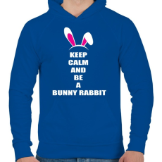 PRINTFASHION Bunny rabbit - Férfi kapucnis pulóver - Királykék