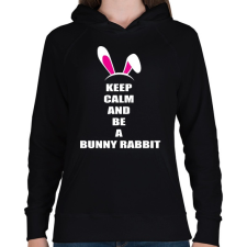 PRINTFASHION Bunny rabbit - Női kapucnis pulóver - Fekete női pulóver, kardigán
