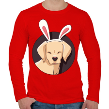 PRINTFASHION Bunnydog - Férfi hosszú ujjú póló - Piros férfi póló