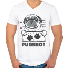 PRINTFASHION Bűnöző mopsz - Férfi V-nyakú póló - Fehér