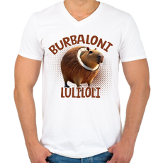 PRINTFASHION Burbaloni Luliloli - Férfi V-nyakú póló - Fehér