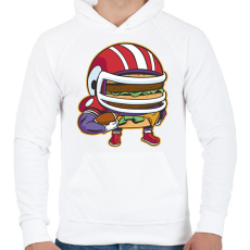 PRINTFASHION Burger amerikai focista - Férfi kapucnis pulóver - Fehér