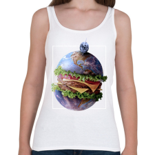PRINTFASHION Burger bolygó - Női atléta - Fehér női trikó
