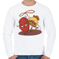 PRINTFASHION Burger cowboy - Férfi pulóver - Fehér