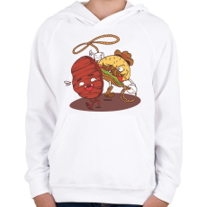 PRINTFASHION Burger cowboy - Gyerek kapucnis pulóver - Fehér