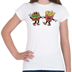 PRINTFASHION Burger és sültkrumpli - Női póló - Fehér