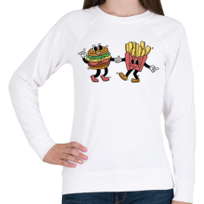 PRINTFASHION Burger és sültkrumpli - Női pulóver - Fehér