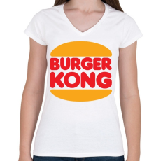 PRINTFASHION Burger kong - Női V-nyakú póló - Fehér
