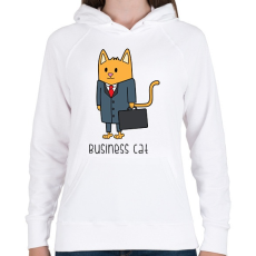 PRINTFASHION Business cat - Női kapucnis pulóver - Fehér